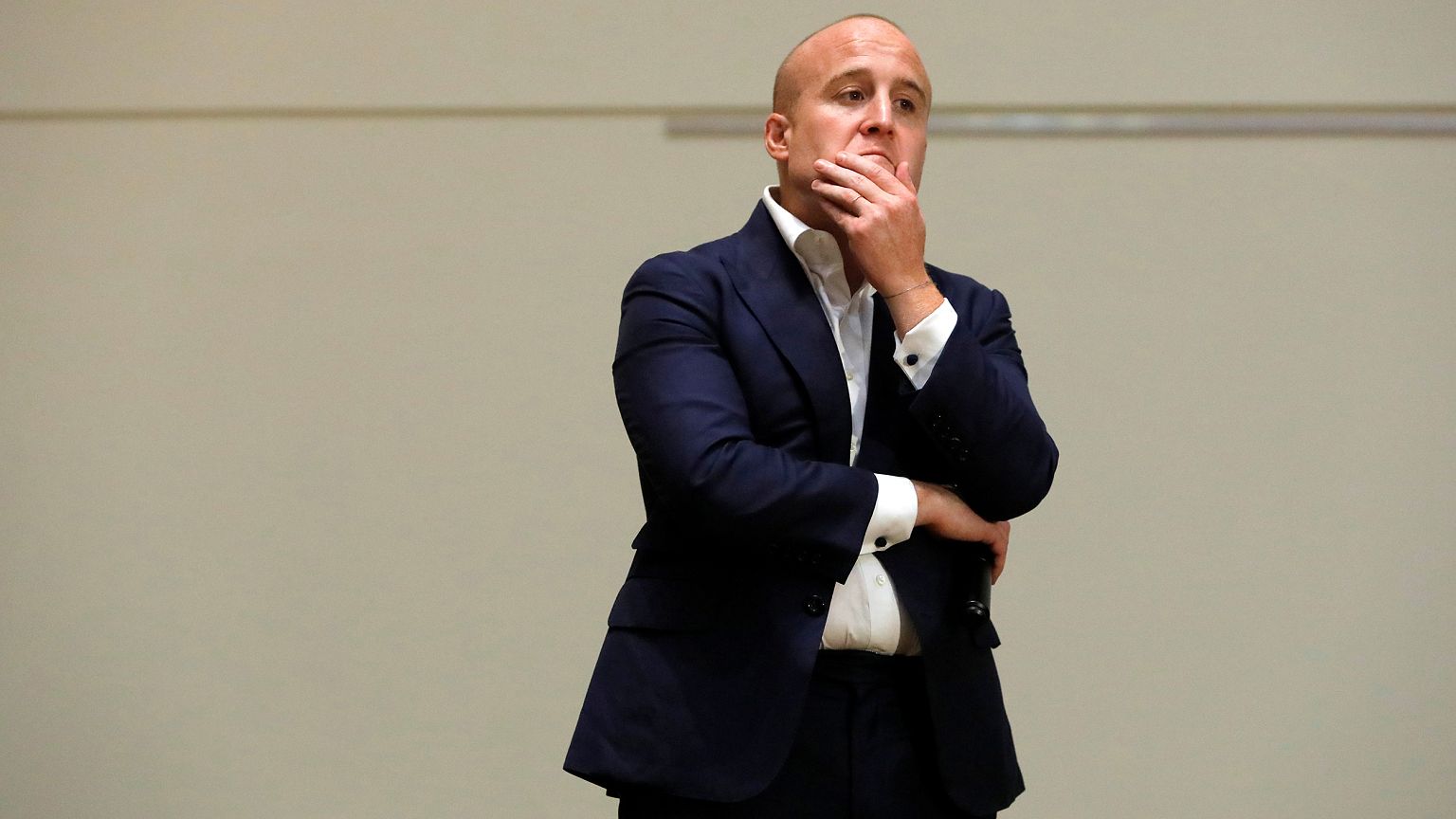 Image: U.S. Representative Max Rose (D-NY) speaks during a Town Hall Meetin