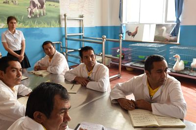 Members of China\'s Uighur minority attend a class at a vocational education and training center in Moyu County.