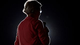 Democratic presidential candidate Elizabeth Warren at a rally in San Diego