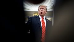 Image: President Donald Trump speaks to reporters in the Oval Office on Sep