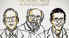 Image: Canadian-American James Peebles, Swiss scientists Michel Mayor and D