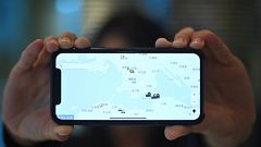 Image: A smartphone displaying the "HKmap.live" app in Hong Kong on Oct. 10