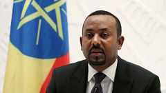 Image: Ethiopia's Prime Minister Abiy Ahmed speaks at a news conference at 