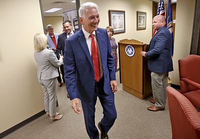 Gubernatorial candidate Ralph Abraham arrives at the Louisiana Secretary of State\'s Office to register for the upcoming election in Baton Rouge on Aug. 6, 2019.