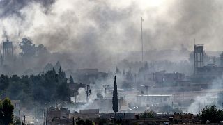 Image: Smoke rises over the Syrian town of Tel Abyad as Turkey continues a