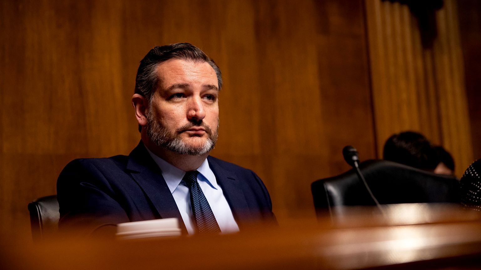 Image: Sen. Ted Cruz, R-Texas, listens during a subcommittee hearing on Cap