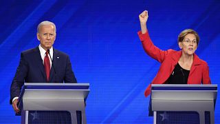 Democratic presidential hopefuls former Vice President Joe Biden Sen. Eliza