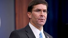 Image: U.S. Defense Secretary Esper addresses reporters at the Pentagon in 