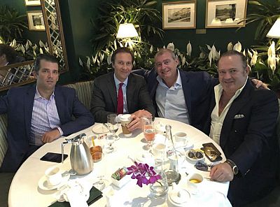 From left, Donald Trump, Jr., Tommy Hicks, Jr., Lev Parnas and Igor Fruman.