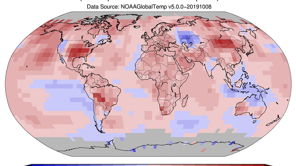 Image: A global map showing temperature deviations from the average in Sept