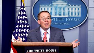 Image: Acting White House Chief of Staff Mulvaney addresses media briefing