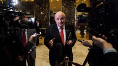 Image: Rudy Giuliani speaks to reporters at Trump Tower in New York on Jan.