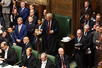 House of Commons Speaker John Bercow address the chamber on Saturday.