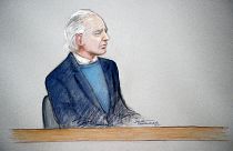 Image: Julian Assange in a courtroom sketch during a case management hearin