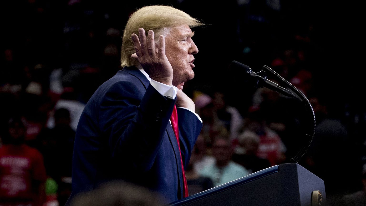 Image: President Donald Trump speaks at a campaign rally in Dallas on Oct. 
