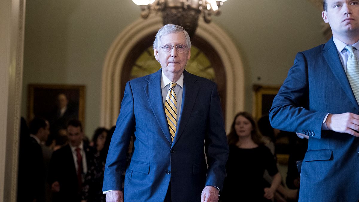 Image: Senate Majority Leader Mitch McConnell after a Senate Policy luncheo