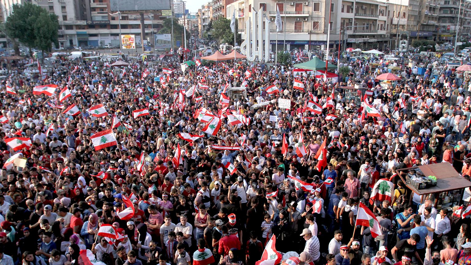 Image: Demonstrators carry national flags during an anti-government protest