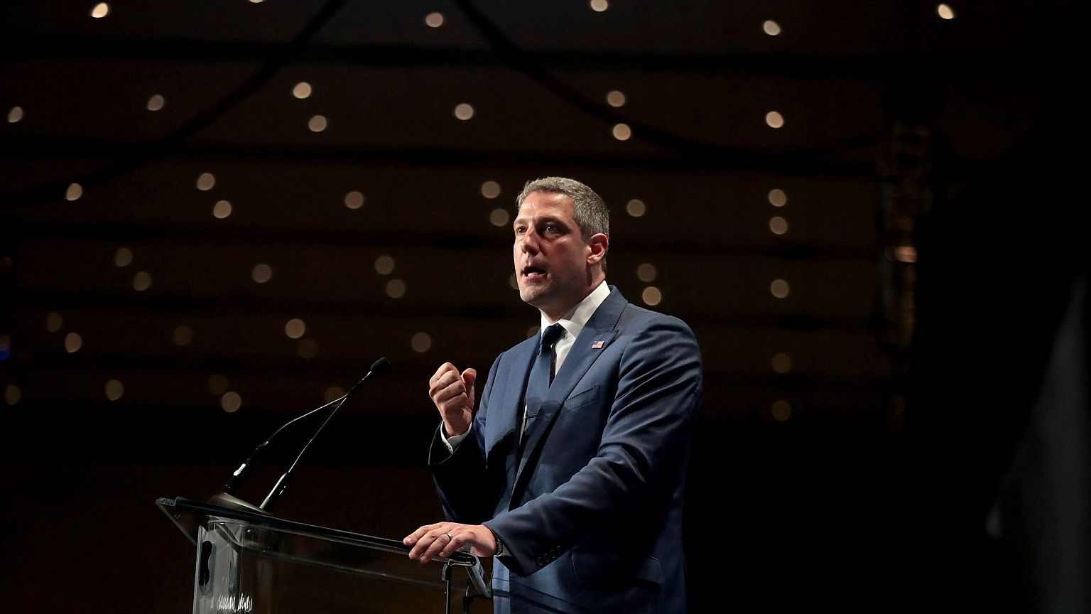 Image: Rep. Tim Ryan, D-Ohio, speaks at the Iowa Democratic Party's Hall of
