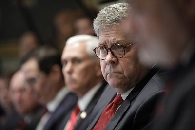 Attorney General William Barr attends a Cabinet meeting in the Cabinet Room of the White House on Oct. 21, 2019.