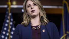 Image: FILE - Rep. Katie Hill to resign from Congress