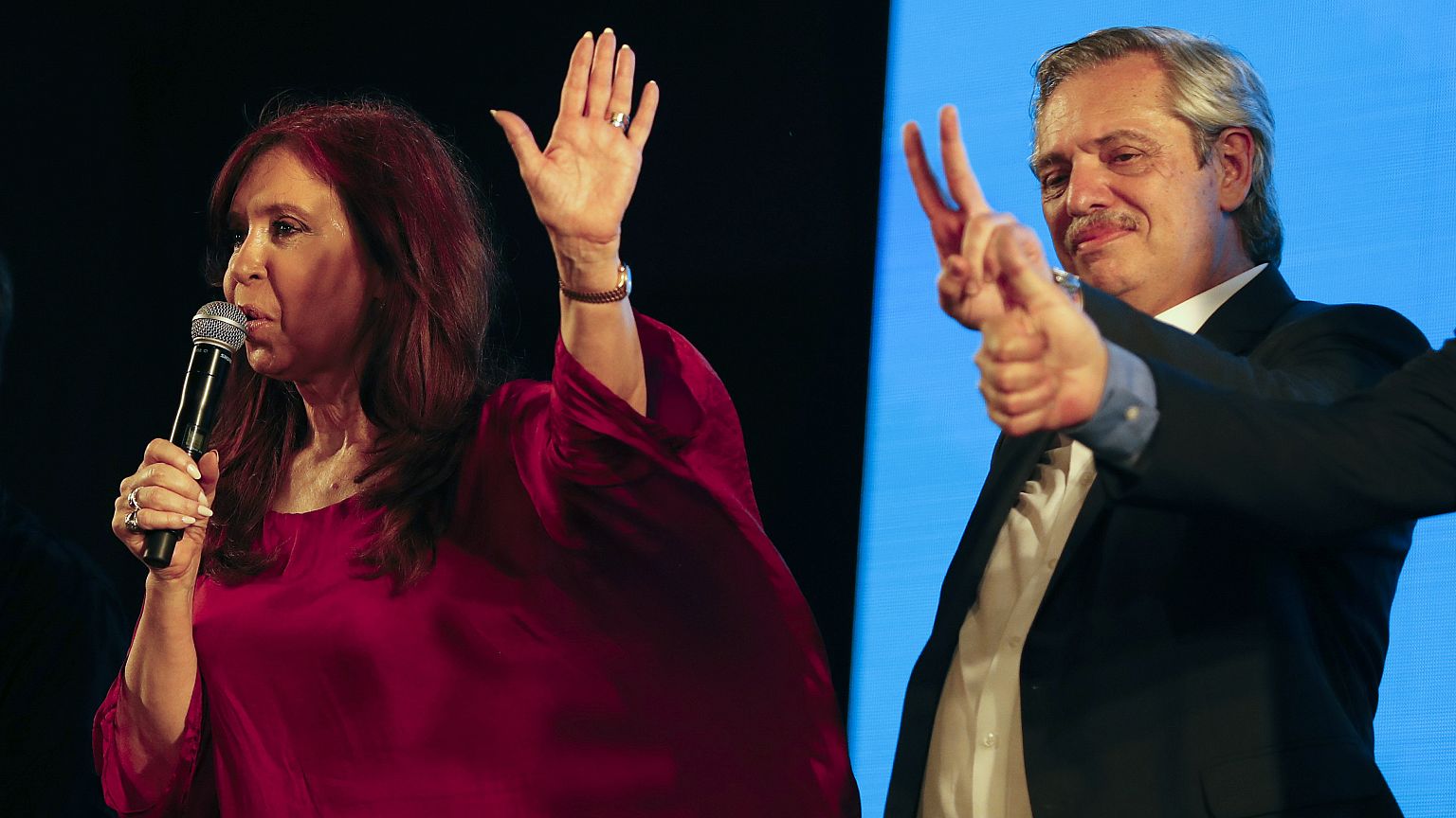 IMAGE: Cristina Fern?ndez de Kirchner and Alberto Fern?ndez