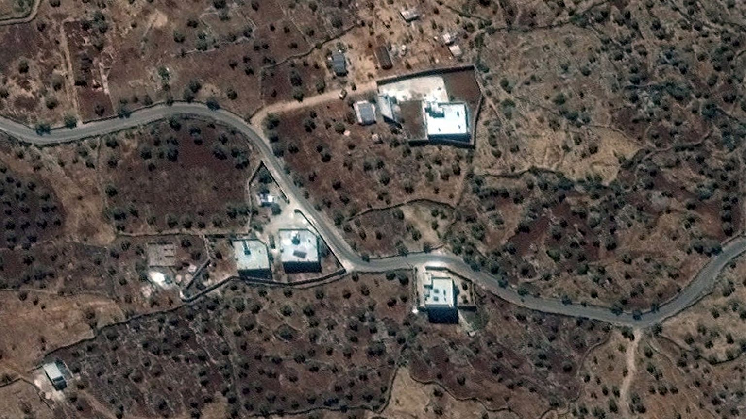 Image: A satellite view of the reported residence of ISIS leader, Abu Bakr 