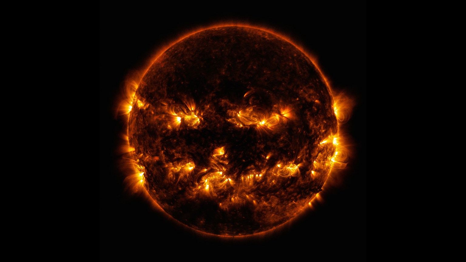 Image: On October 8, 2014, active regions on the sun gave it the appearance