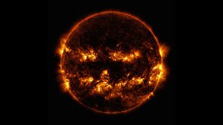 Image: On October 8, 2014, active regions on the sun gave it the appearance