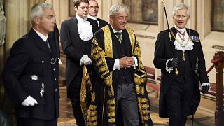 Image: John Bercow walks with another parliamentary official, Gentleman Ush