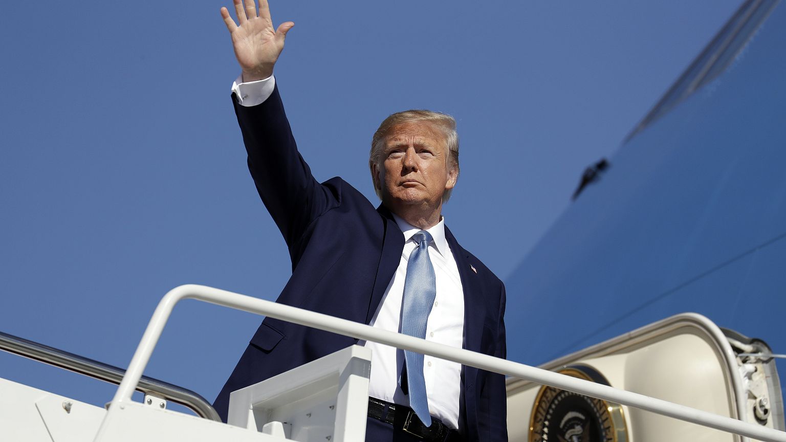 Image: President Donald Trump boards Air Force One on Oct. 23, 2019, at And