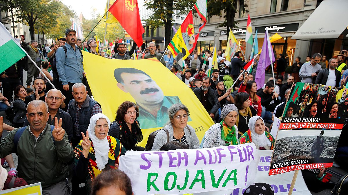 Image: Kurds demonstrate against Turkey's military action in northeastern S