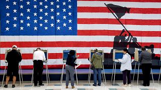 Image: Voters cast ballots at an elementary school in Midlothian, Va., on N