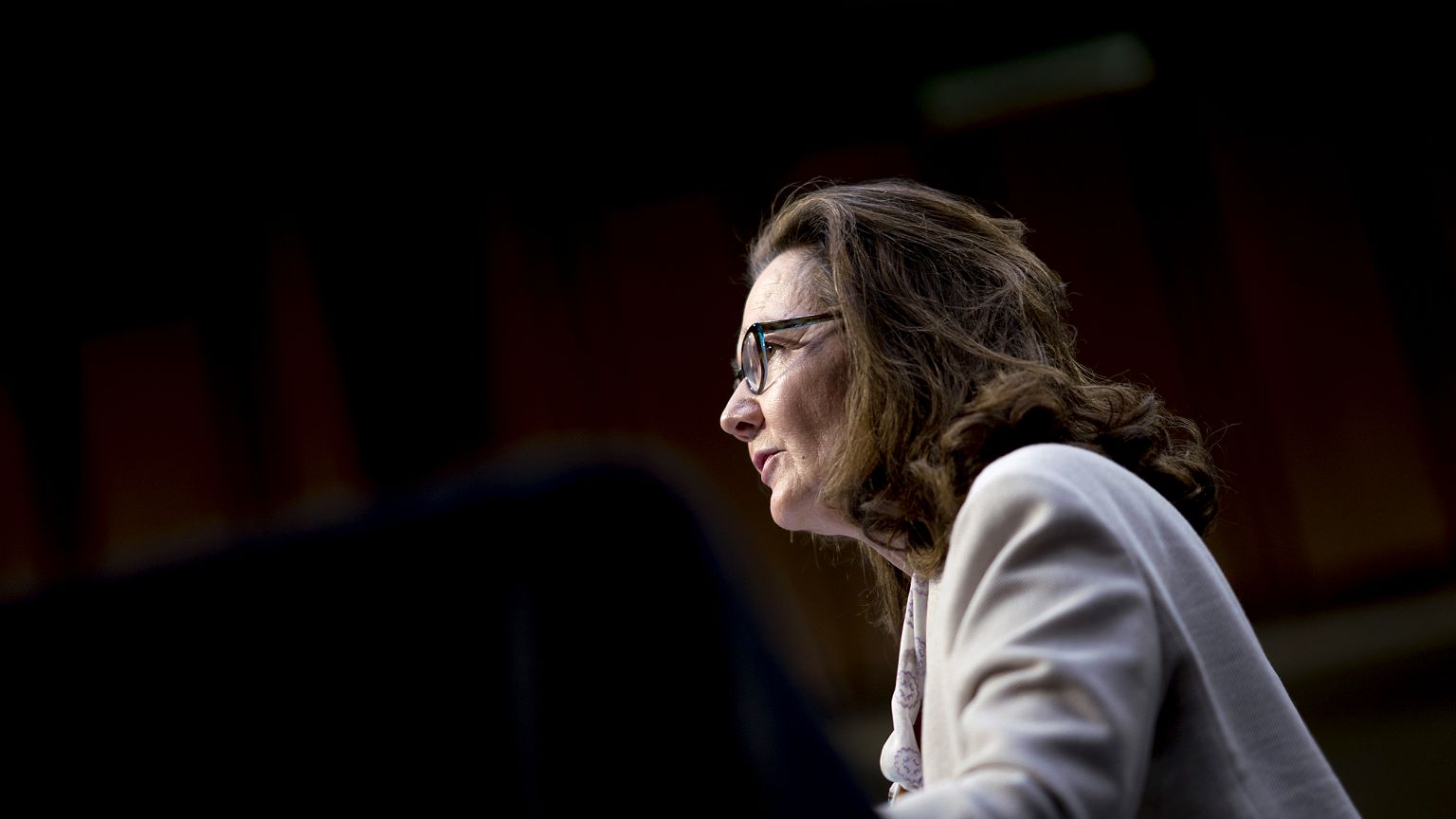 Image: CIA Director Gina Haspel speaks during a Senate Intelligence Committ