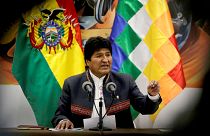 Image: Evo Morales speaks during a news conference at the presidential pala