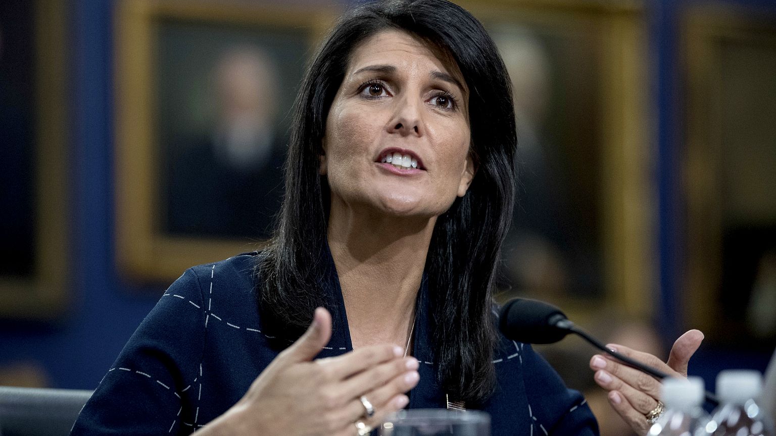 Image: U.S. Ambassador to the United Nations Nikki Haley speaks on Capitol 