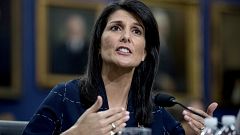 Image: U.S. Ambassador to the United Nations Nikki Haley speaks on Capitol 