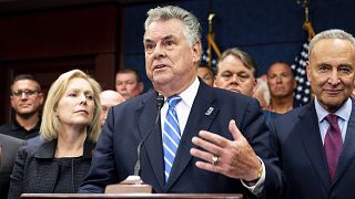Image: Representative Peter King (R-NY) speaking at the press conference at