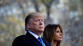 President Donald Trump and first lady Melania Trump during a Veterans Day e