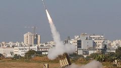 Image: An Israeli missile is launched from the Iron Dome defence missile sy