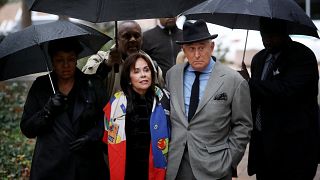 Image: Roger Stone and his wife, Nydia, arrive at court in Washington on No