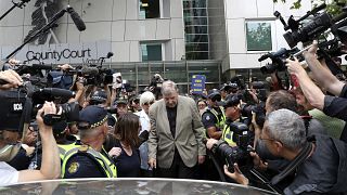 Image: Cardinal George Pell leaves the County Court in Melbourne, Australia