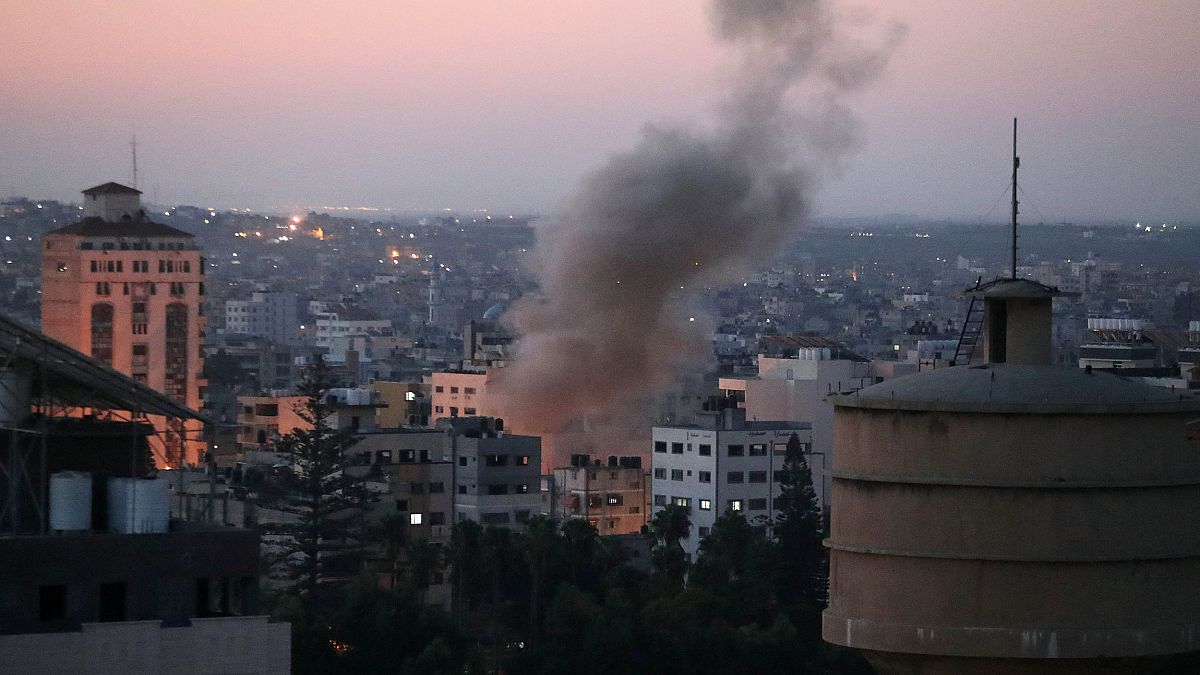 Image: Smoke rises following an explosion in Gaza City