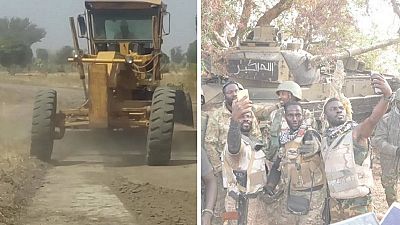 [Photos] Nigeria Army rebuilding Boko Haram HQ, recaptures combat arms