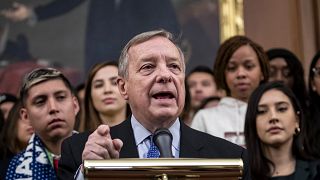Image: Sen. Dick Durbin, D-IL, speaks at a press conference on Capitol Hill