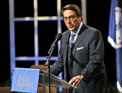 Jay Sekulow, a personal lawyer for President Donald Trump pictured at Regent University in Virginia Beach, Virginia, in 2015, praised the dissent filed against the court\'s refusal to hear an appeal of its ruling last month.