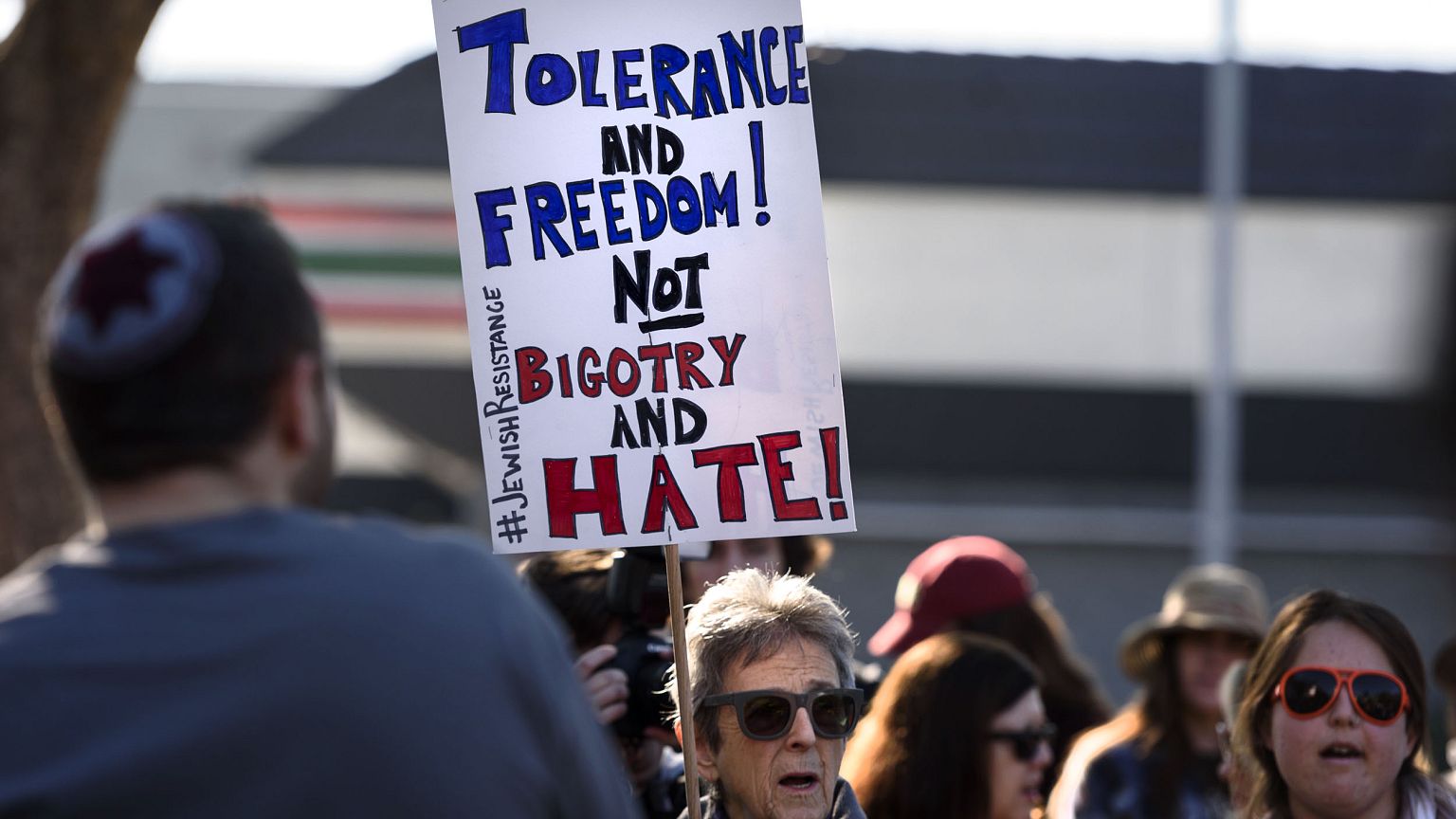 Image: Members of IfNotNow, a Jewish progressive group, protest Breitbart N