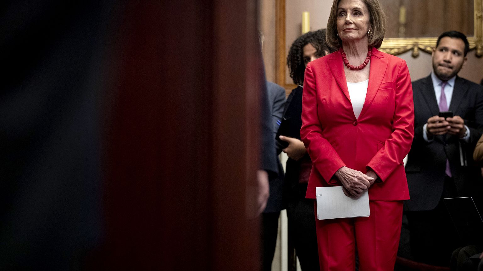 Image: House Speaker Nancy Pelosi at a press conference on Capitol Hill on 