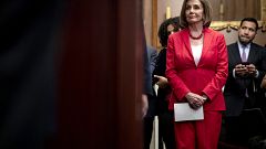Image: House Speaker Nancy Pelosi at a press conference on Capitol Hill on 