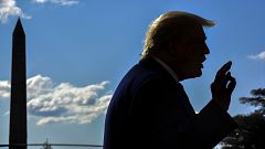 Image: President Donald Trump speaks to reporters on the South Lawn of the 
