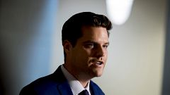 Image: Rep. Matt Gaetz, R-Fla., speaks to reporters on Capitol Hill on Oct.